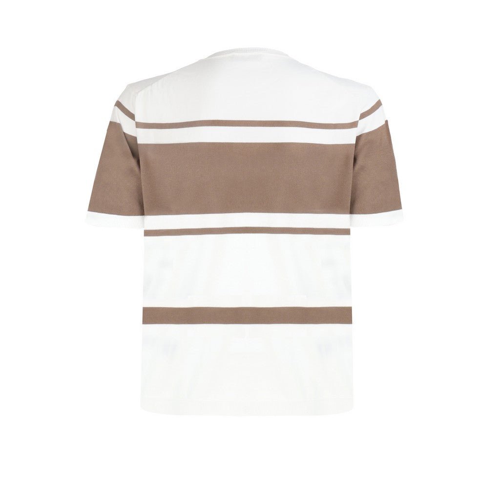McKINNON & CO X FERRANTE Men's Brown and White Striped Crew Neck T-Shirt - Casual Cotton Tee for Everyday Wear, Street Style & Summer Outfits
