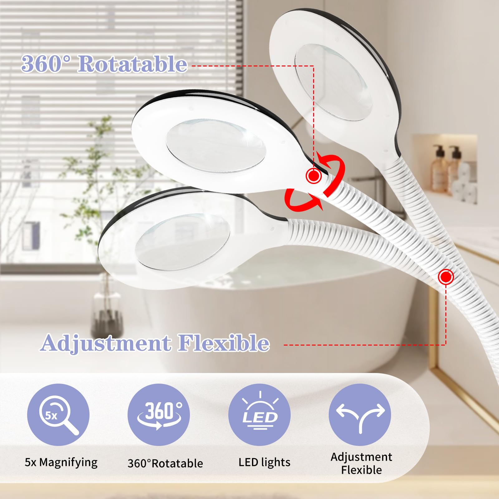 Professional 2-in-1 Ozone Facial Steamer with 5X Magnifying Lamp & Adjustable Height Stand - Timer Function for Spa, Salon & Home Use | Perfect for Deep Cleansing, Blackhead Removal & Relaxing Facial Treatments