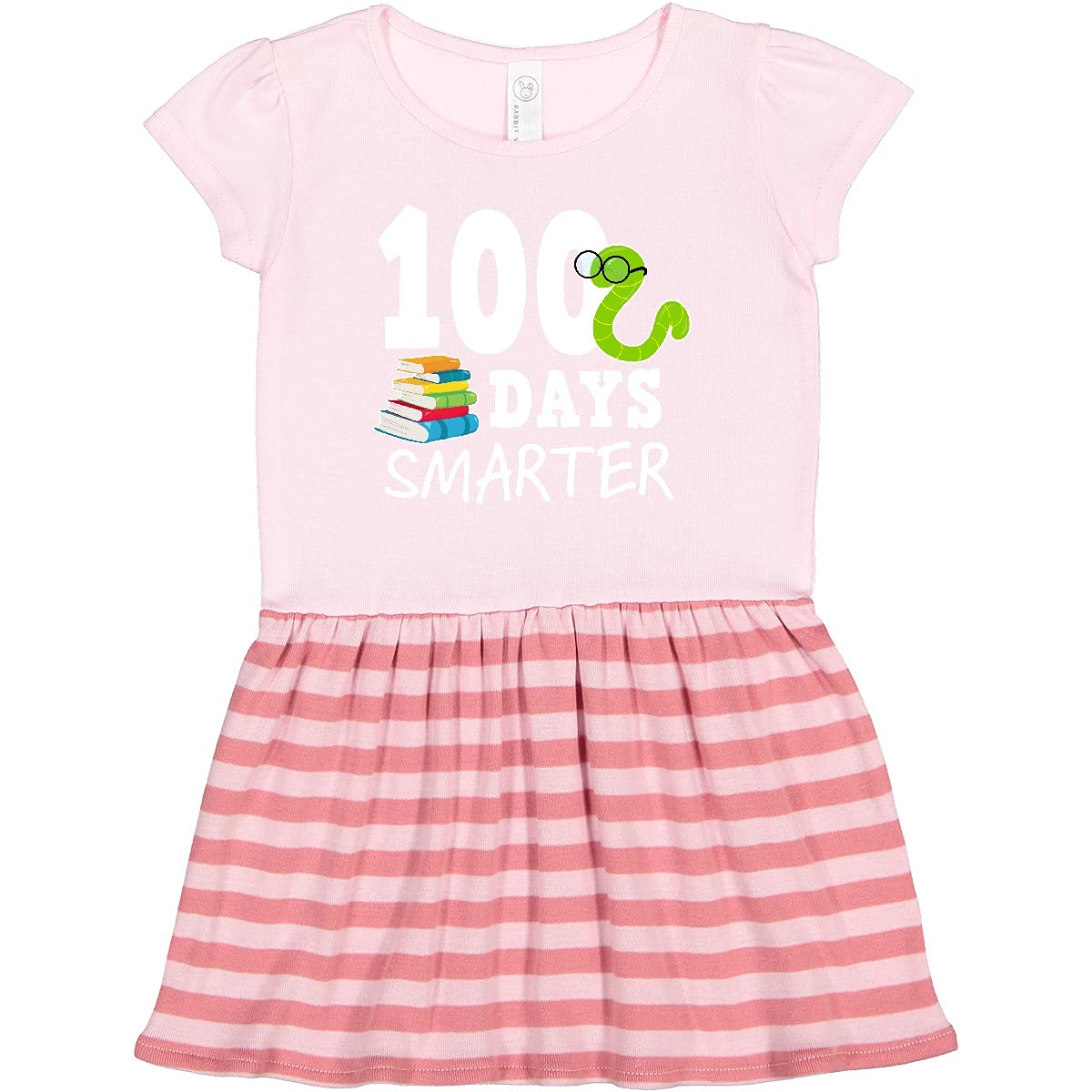 Inktastic 100 Days Smarter with Books and Worm Toddler Dress - Cute First Day of School Outfit for Girls & Boys, Perfect for Kindergarten Celebration & 100th Day School Party