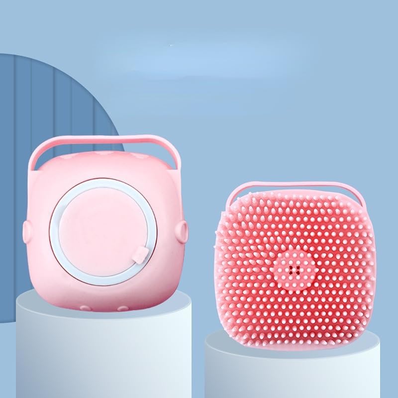 Fozzby Silicone Soft Bath Body Double-Sided Brush with Soap Dispenser - Gentle Exfoliating Scrubber for Deep Cleaning, Massage - Perfect for Baby Shower, Kids, Men & Women - Multi-Color (Pack of 1) - Ideal for Sensitive Skin & Spa-Like Bath Experience