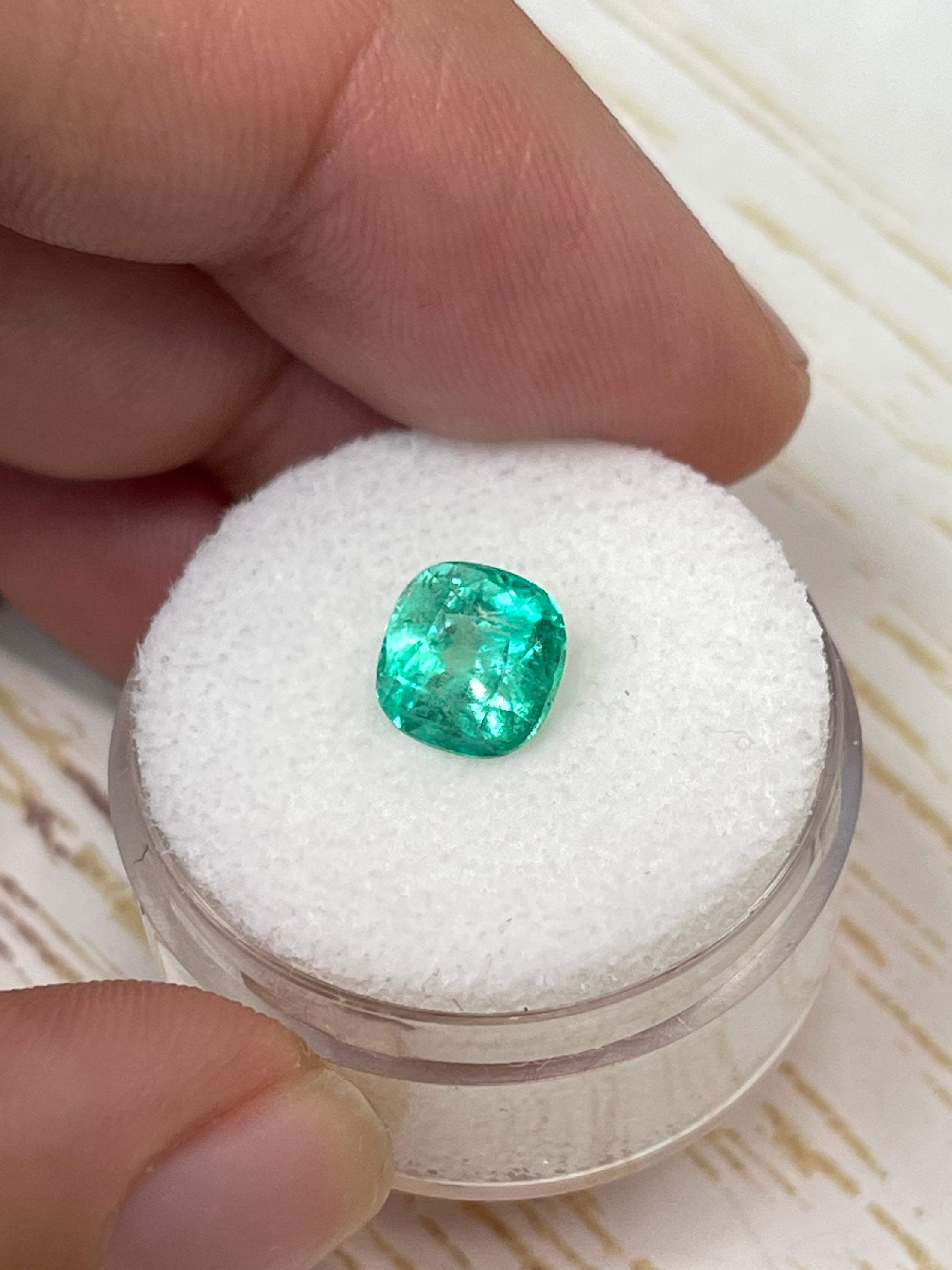 2.11 Carat Medium Green Natural Loose Colombian Emerald Cushion Cut 7.4x7.2mm - Perfect for Engagement Rings, Fine Jewelry & Collector's Gemstones