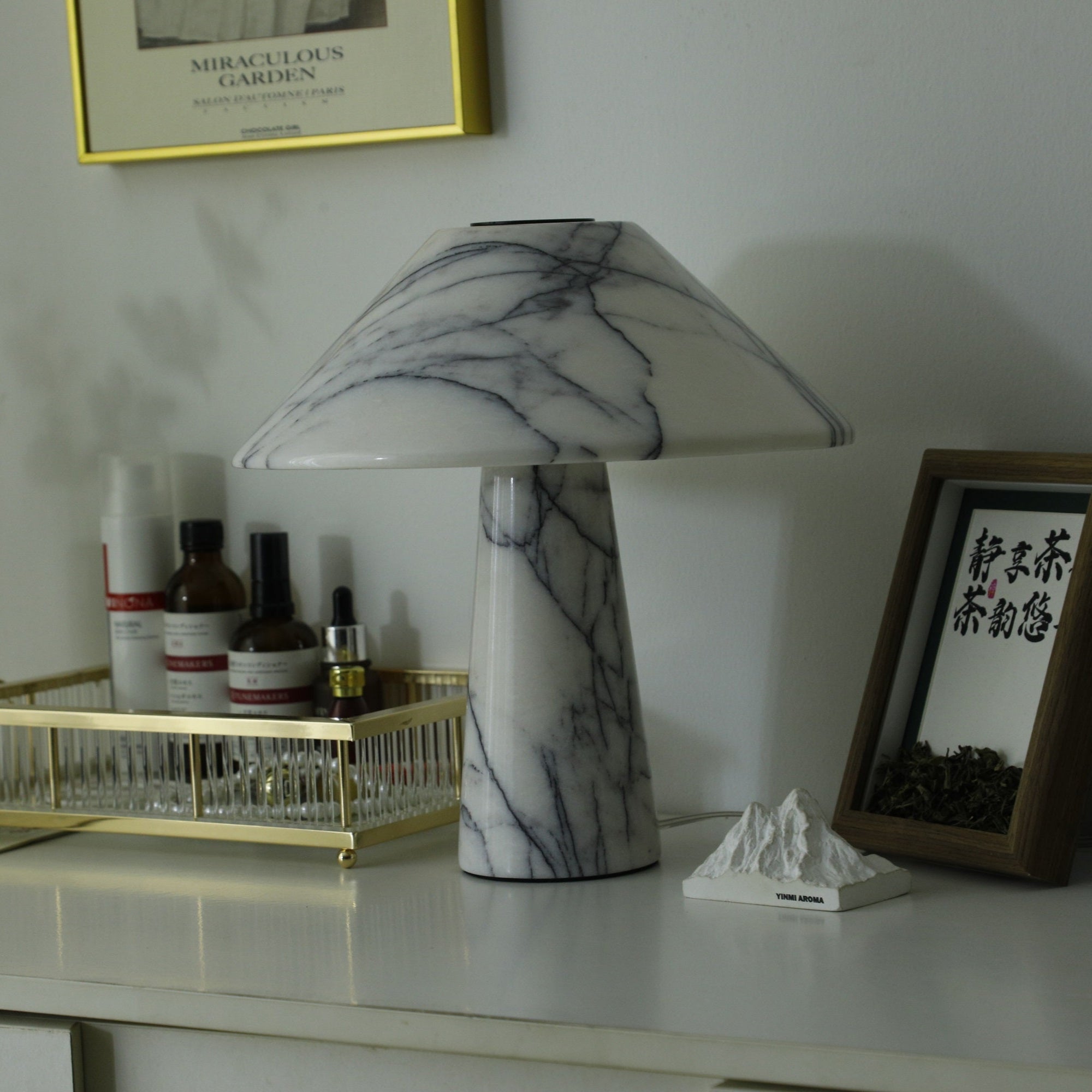Elegant Marble Table Lamp for Living Room & Bedroom - Modern Marbella Design with Adjustable Brightness, Perfect for Home Decor & Reading Light