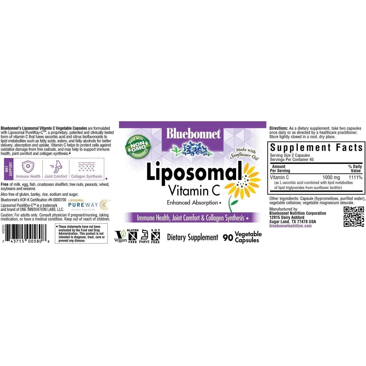 Bluebonnet Liposomal Vitamin C Supplement - High Absorption Immune Support for Adults & Kids - Perfect for Daily Wellness & Cold Season Defense
