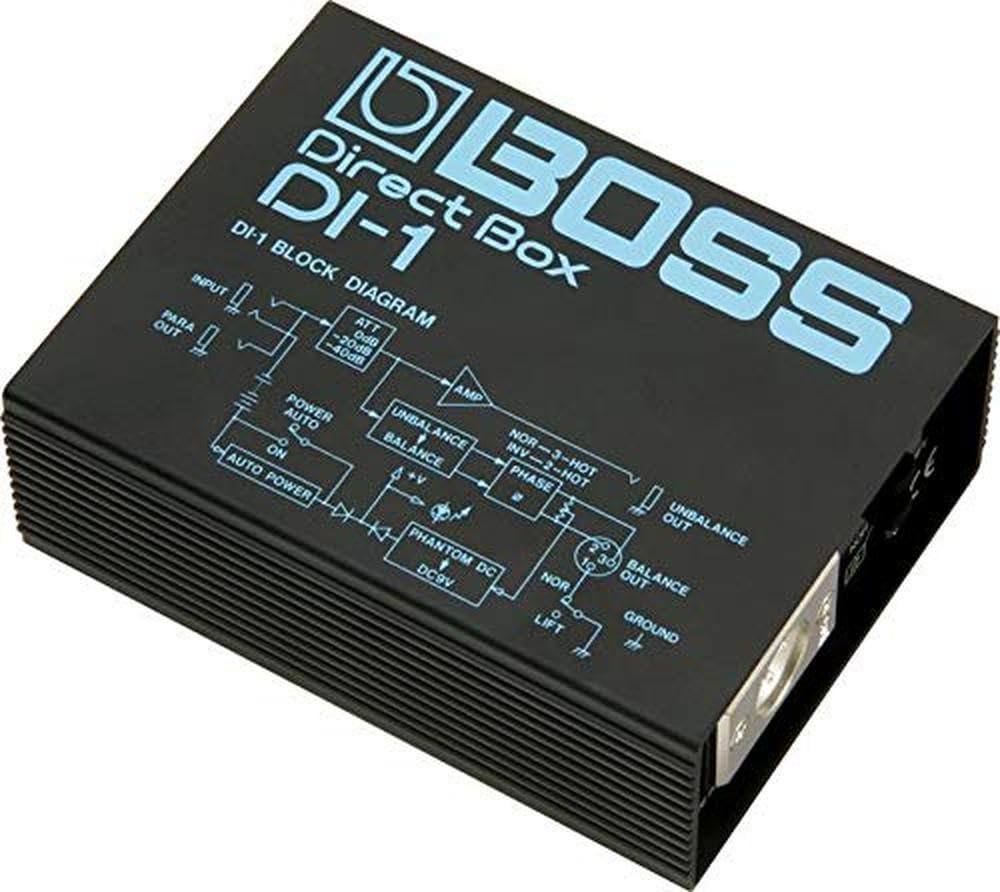 BOSS DI-1 Direct Box Passive Guitar DI Box - Professional Audio Interface for Live Performance & Studio Recording - Perfect for Guitar, Bass & Keyboard Connectivity (Black)