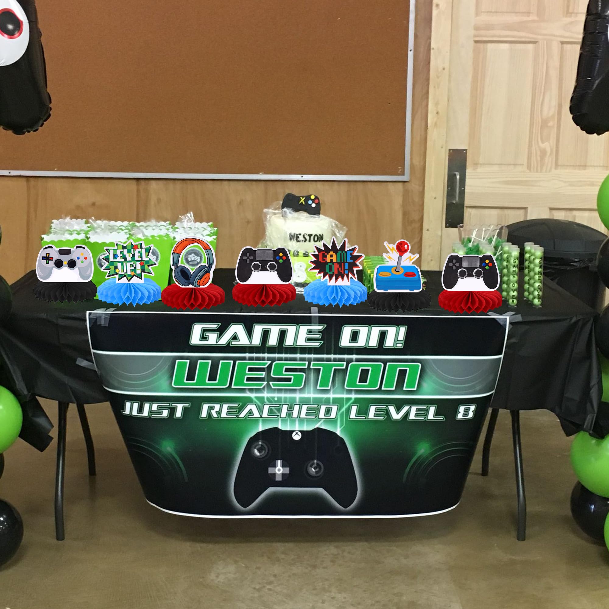 6-Piece Video Game Honeycomb Table Centerpieces - Game On Controllers & GamePad Toppers - Perfect for Game-Themed Baby Showers, Kids Birthday Parties, Boys & Girls Decorations - Great for Gaming Events, Themed Parties & Table Decor Supplies