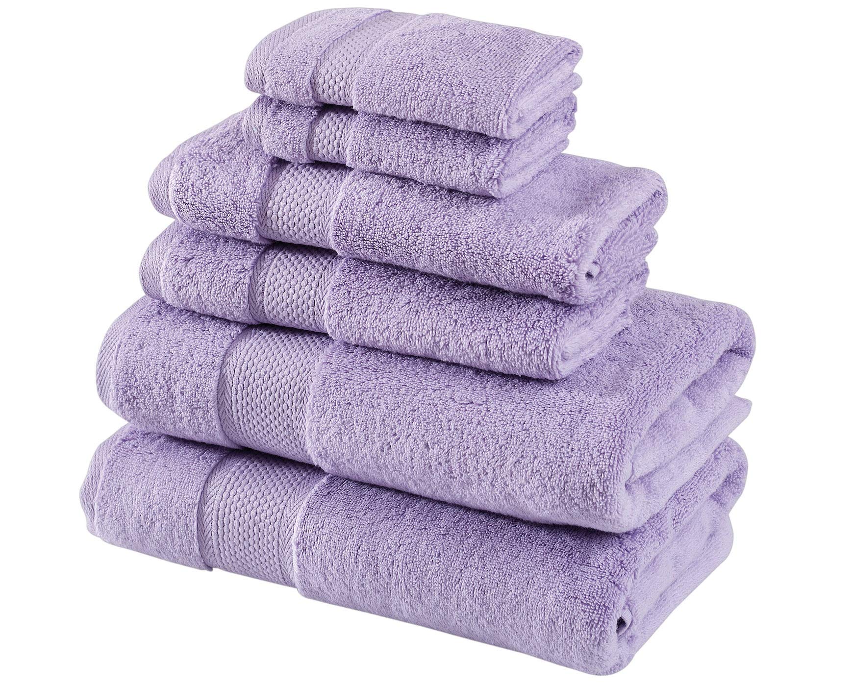 BAGNO MILANO Premium Turkish Cotton Bath Towels Set - Ultra Soft, Plush & Quick Dry - 6 Piece Luxury Towel Set (Lavender Purple) - Made in Turkey - Perfect for Spa, Beach & Bathroom Use