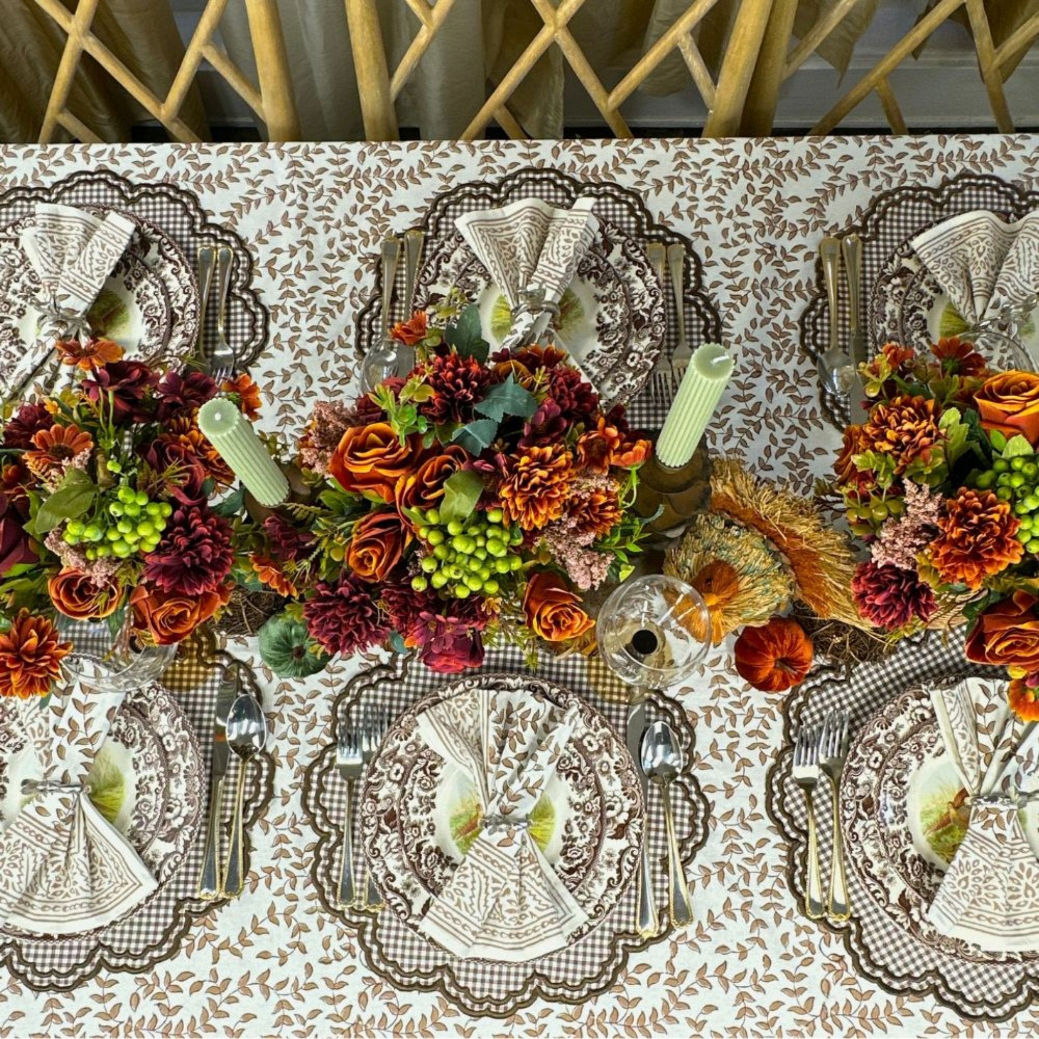 Bettina Placemat Set of 4 - Cocoa Gingham Cotton Table Mats for Dining, Kitchen & Picnic - Waterproof & Heat Resistant Placemats for Everyday Use & Entertaining