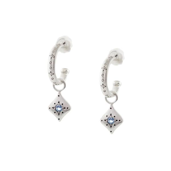 Silver Nights Aquamarine Charm Hoop Earrings – Elegant Dangle Earrings for Women, Sterling Silver Jewelry Gift | Perfect for Parties, Weddings & Everyday Wear
