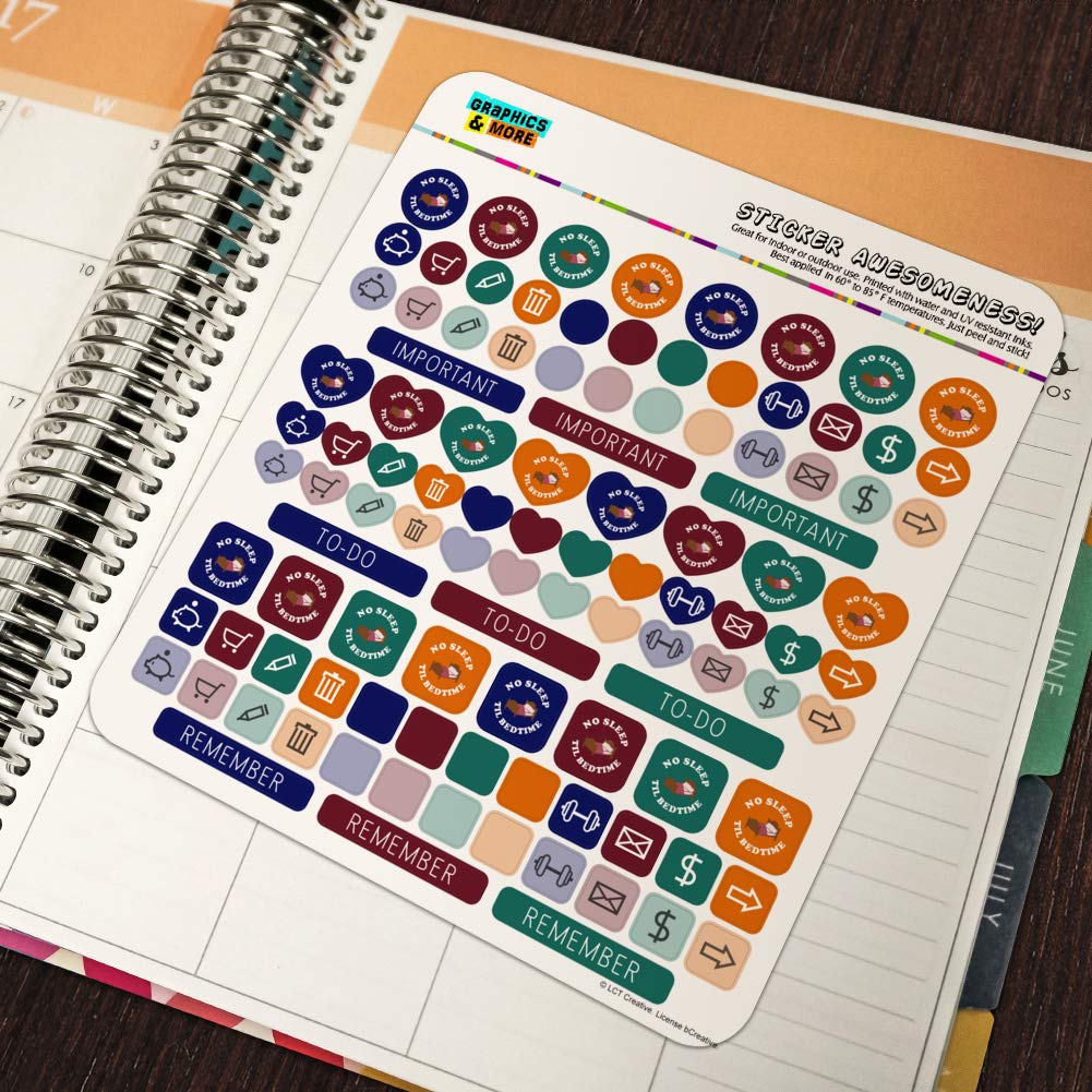 No Sleep Til Bedtime - Funny Humor Planner Stickers for Bullet Journals, Scrapbooking & DIY Crafts | Perfect for Daily Planners, Calendars & Creative Projects