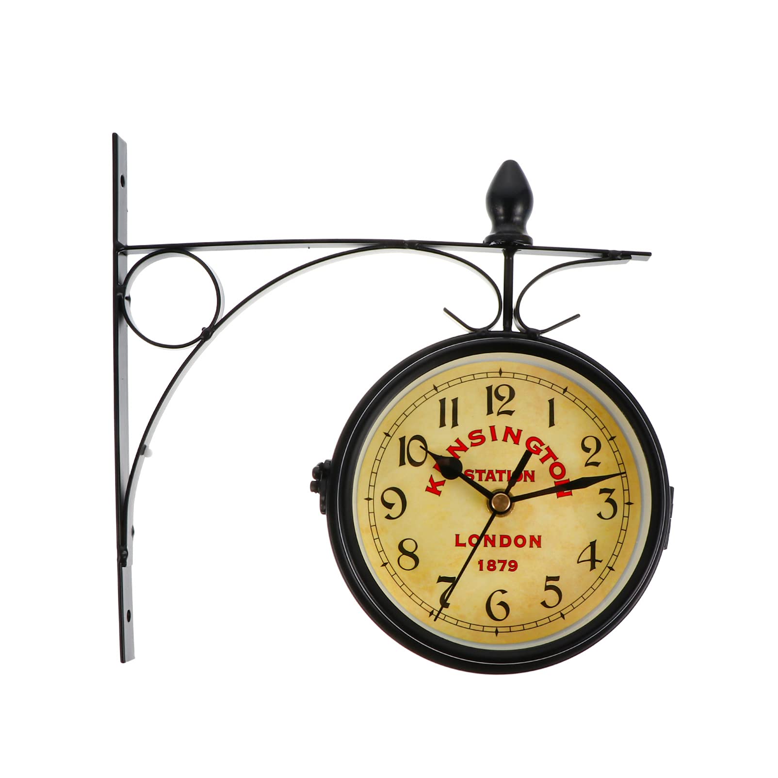 Vintage Wrought Iron Double-Sided Wall Clock - Antique Style Decorative Clock for Living Room, Bedroom & Office - Perfect Home Décor & Gift Idea