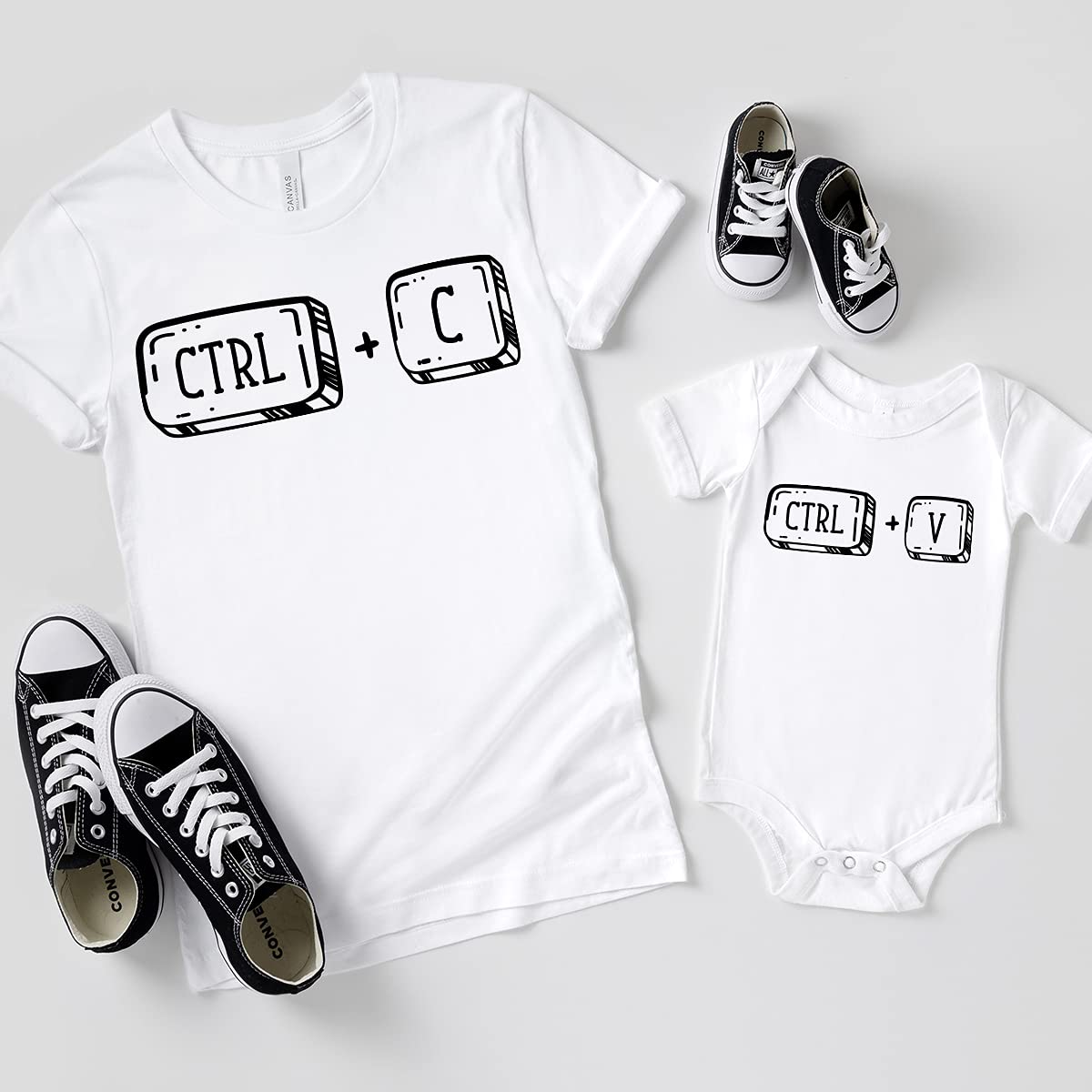 Ctrl C Ctrl V Funny Matching Family T-Shirts - Dad & Mom & Me Tees for Couples & Kids | Perfect for Family Reunions, Photo Shoots & Casual Outings