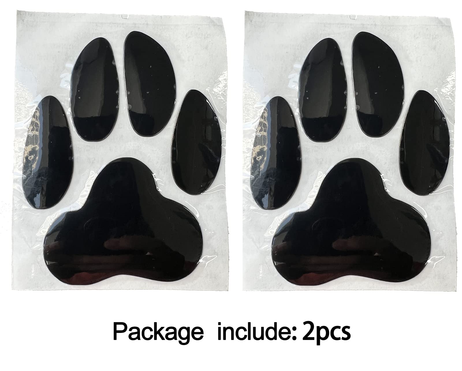 LZLRUN 2 Pack 3D Chrome Dog Paw Print Car Stickers - Black Vinyl Decals for Car Bumper, Window, Laptop & DIY Decoration | Waterproof & Durable for Cars, Trucks, SUVs, Motorcycles & Personal Items
