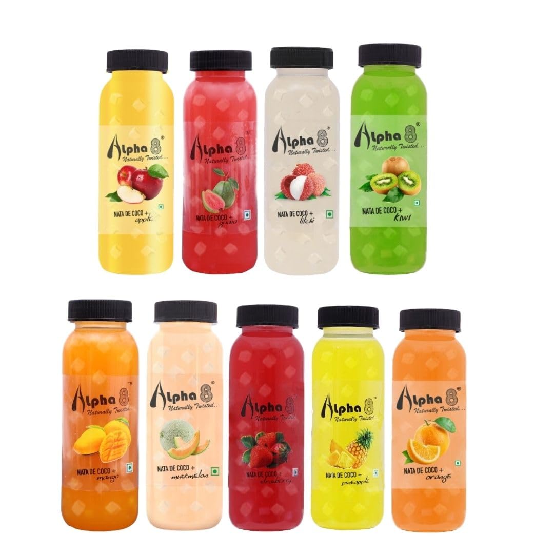 ALPHA 8 Natural Energizer & Immunity Booster Juice - High Fiber, Real Fruit Flavor, Healthy Drink Combo Pack (12 Bottles) - Perfect for Daily Energy Boost & Immune Support