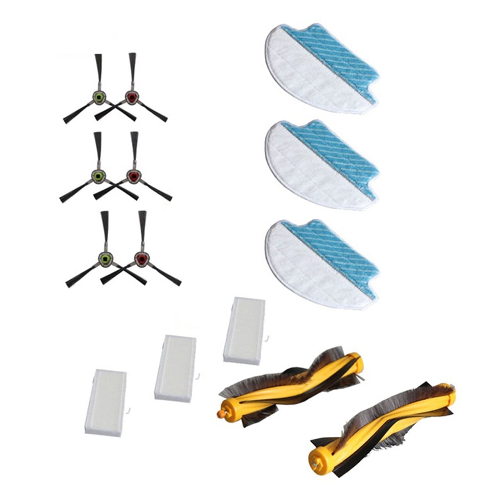 14Pcs Vacuum Cleaner Accessories Kit - Compatible with Ecovacs Deebot R95 R96 R97 DR95-KTA - Replacement Parts for Home Cleaning, Kitchen & Garden Maintenance (Yellow Black) - Perfect for Pet Hair Removal & Deep Cleaning Hard Floors