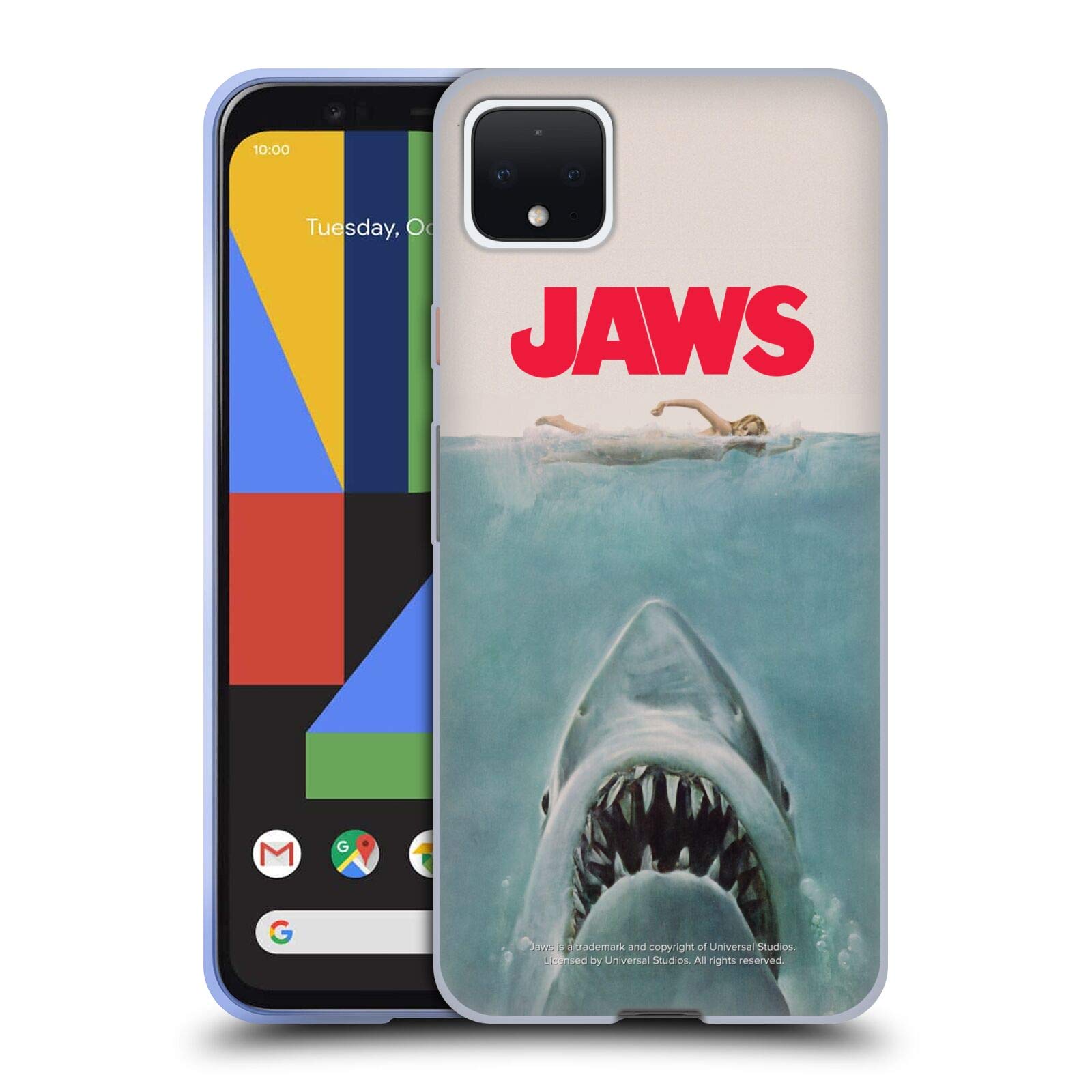 Jaws Poster Soft Gel Case for Google Pixel 4 XL - Movie Fan Gift