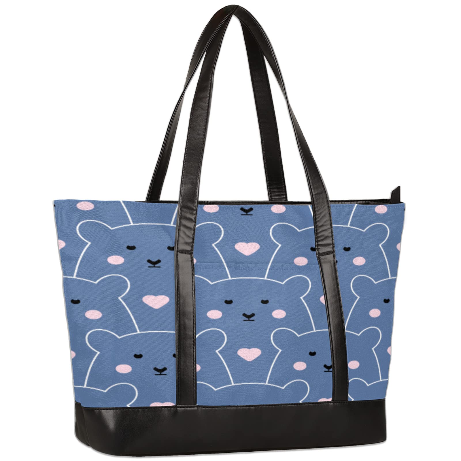 Stylish Cute Bear Heart Laptop Tote Bag for Women - 15.6 Inch Lightweight Waterproof Computer Shoulder Bag - Perfect for Business, Office, Work, School & Travel - Durable & Portable Work Tote for Professionals & Students