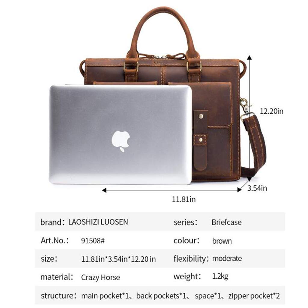Premium Men's Business Handbag - Genuine Cowhide Leather Laptop Briefcase for Work & Travel - Stylish Urban Shoulder Bag & Clutch Purse - Perfect for Office, Commuting & Business Trips (Brown, One Size)