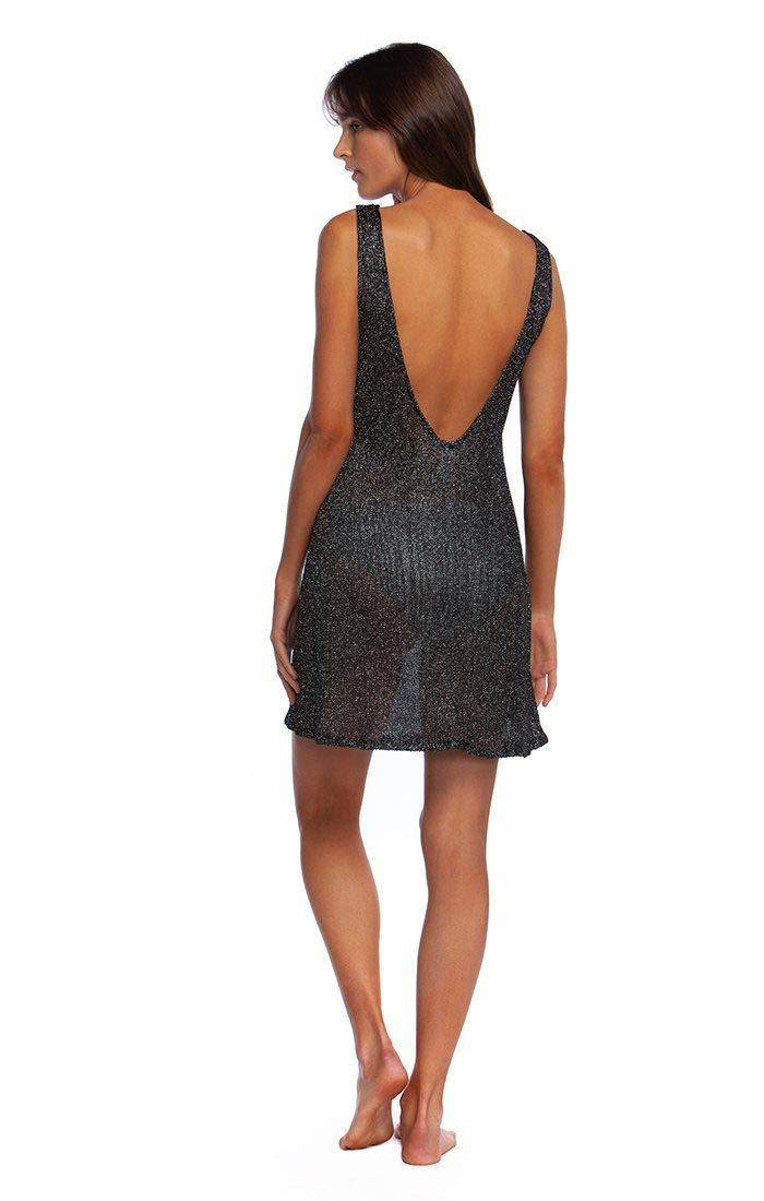 BCBG MAXAZRIA Women's Sheer Racerback Shimmer Dress Cover-Up - Perfect for Beach, Pool Party & Summer Vacation Outfits