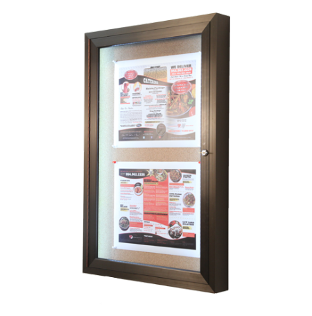 27x39 Outdoor LED Lighted Enclosed Cork Bulletin Boards with Single Door - Waterproof Weatherproof Notice Board for Schools, Offices, and Community Centers - Perfect for Announcements, Events, and Public Notices
