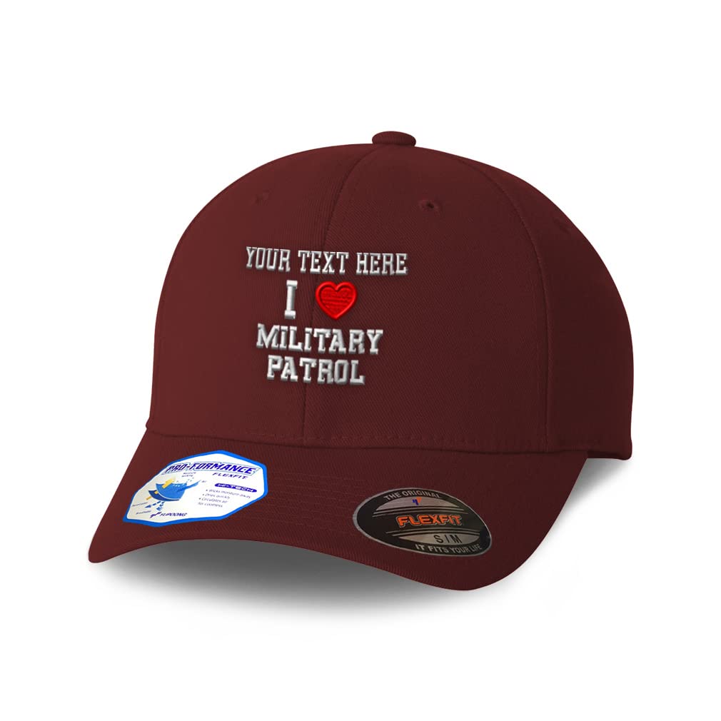 Custom Flexfit Hats for Men & Women - Love Patrol Red Heart Design - Adjustable Baseball Caps for Sports Lovers - Perfect for Valentine's Day, Couple Gifts & Game Day Outfits
