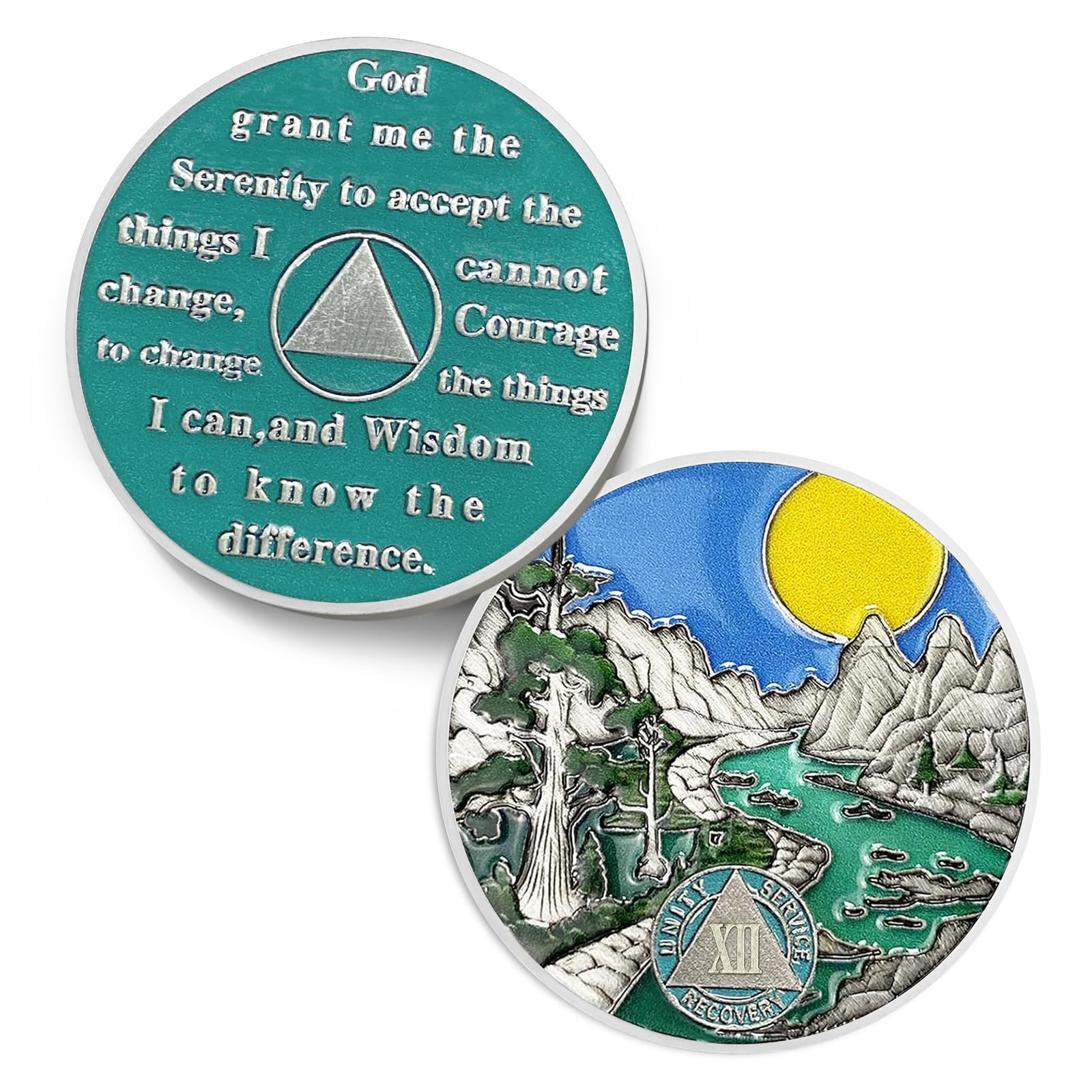 12 Year Sobriety Coin - AA NA Recovery Medallion with Serenity Prayer - Alcoholics Anonymous Token Gift for Men & Women - Celebrate Clean Living Milestones - Perfect for 12th Anniversary, Meetings & Support Groups