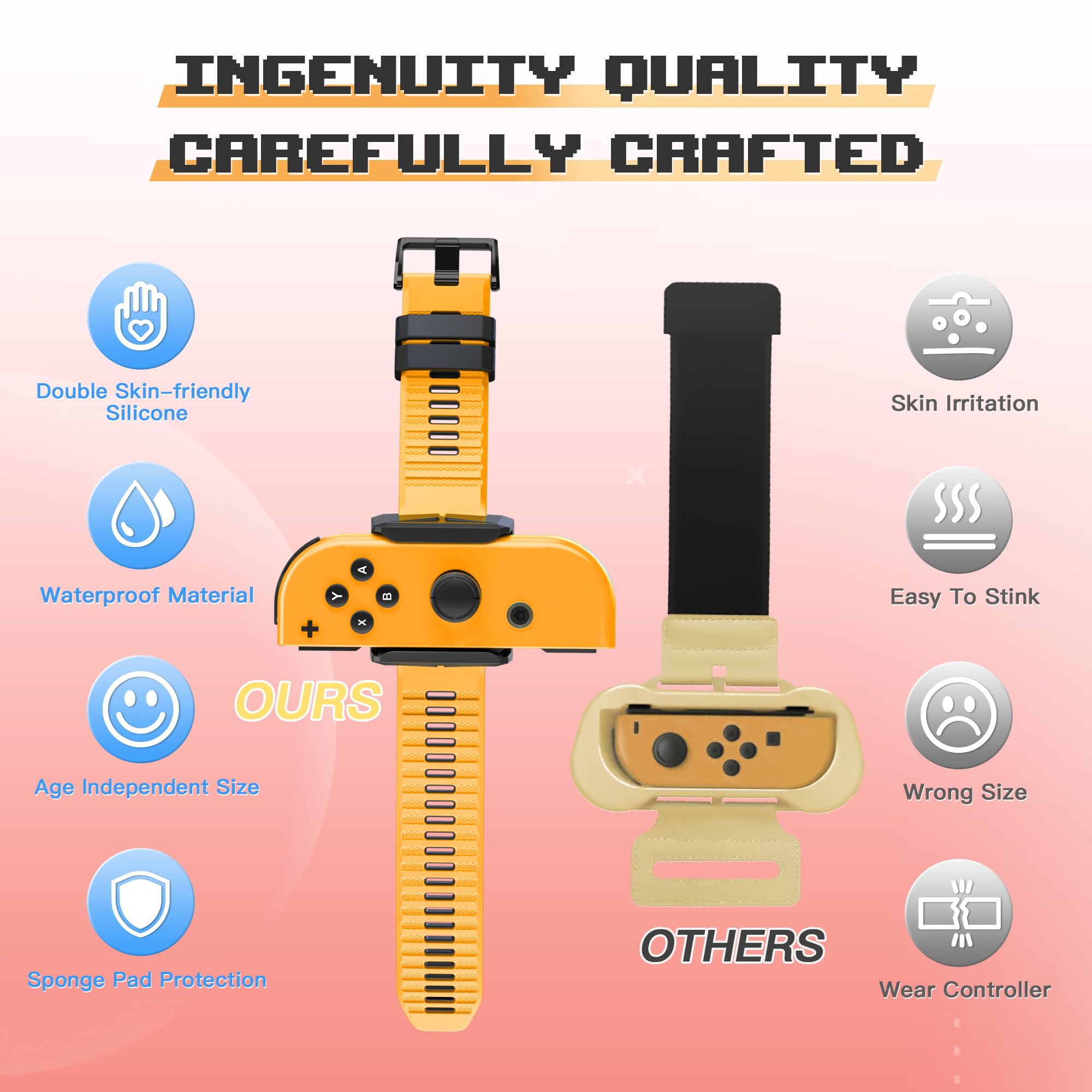 Narati Adjustable Silicone Wrist Straps for Nintendo Switch Joy Cons & OLED Model - 2 Pack Wrist Bands Compatible with Just Dance 2025, 2024, 2023, 2022, 2021 - Perfect for Kids & Adults Gaming Accessories | Ideal for Dance Games, Fitness Tracking & Motion Control Gaming