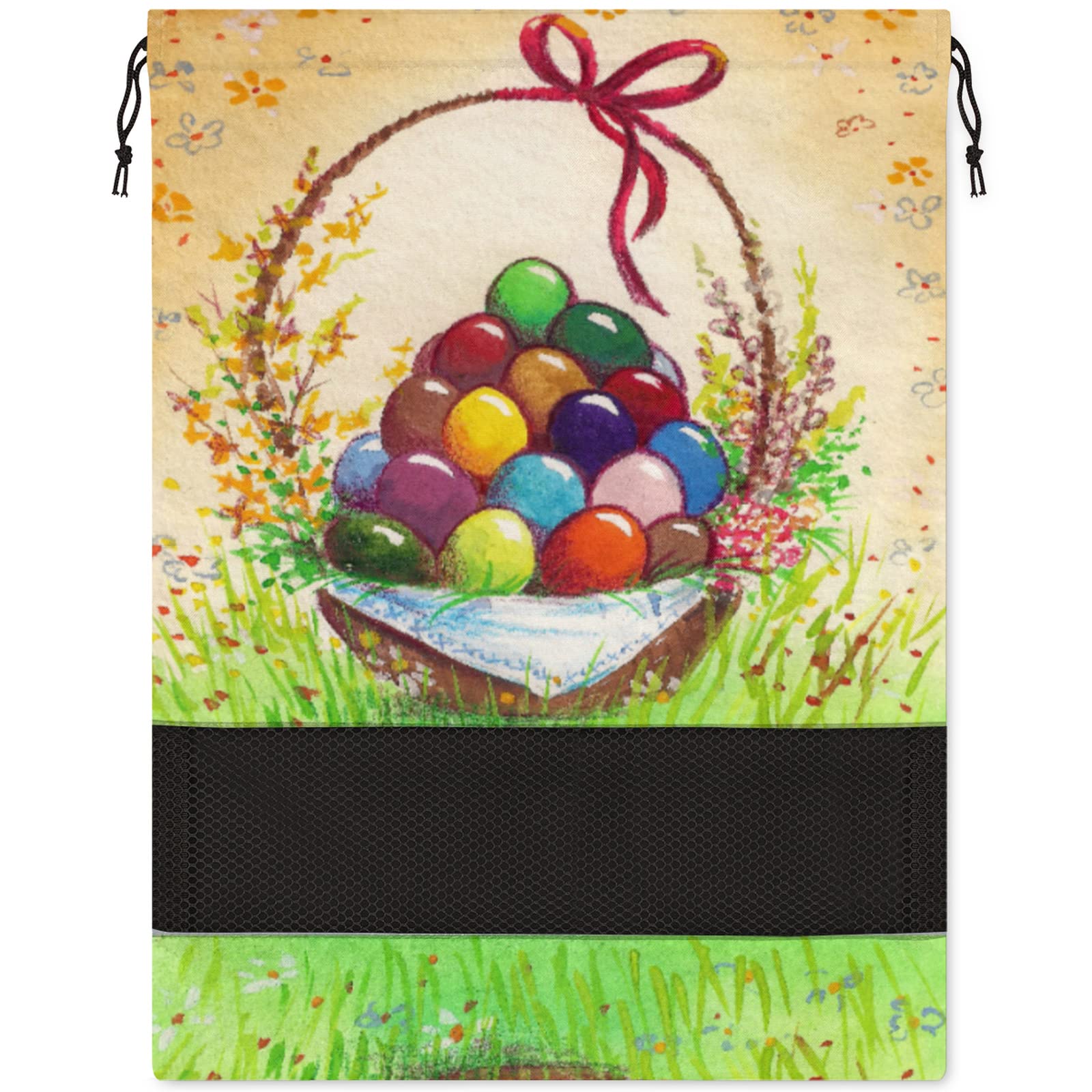 Easter Egg Travel Shoe Bag - Portable Dustproof Shoe Storage Organizer Pouch with Transparent Drawstring for Men & Women (1-Pack) - Perfect for Gym, Travel & Home Organization