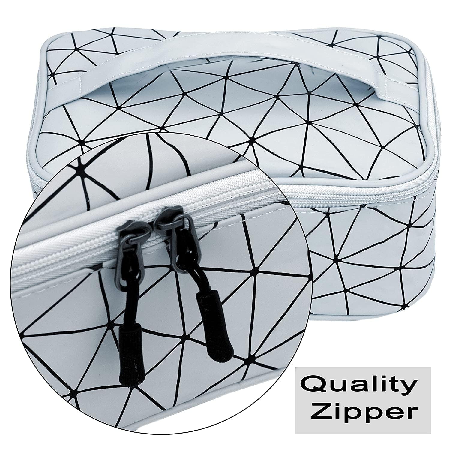 Premium Waterproof Hanging Makeup Bag for Women - Travel Cosmetic Organizer with Zipper, Luxury Toiletry Pouch (Silver) | Perfect for Vacation, Gym & Daily Essentials Storage