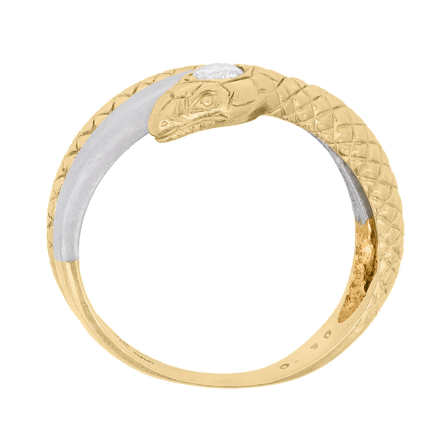 18k Gold & Platinum Diamond Snake Ring - Art Nouveau Style Vintage Jewelry for Women, Perfect for Weddings, Parties & Special Occasions