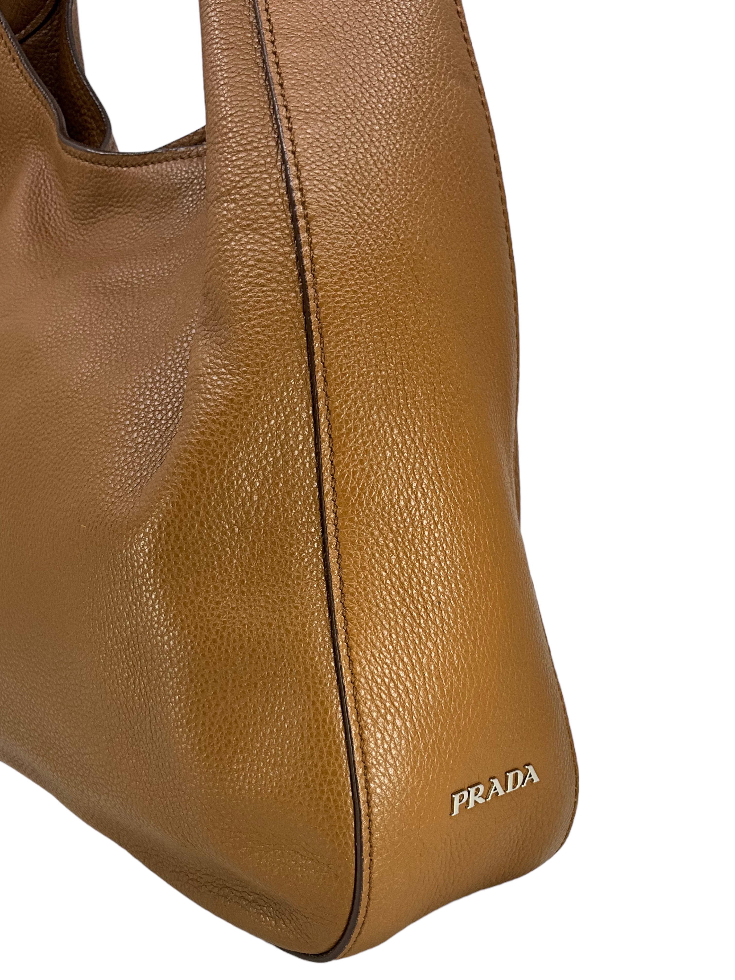 PRADA Vitello Corsica Pocket Hobo Bag - Luxury Leather Shoulder Handbag for Women | Perfect for Work, Travel & Everyday Use