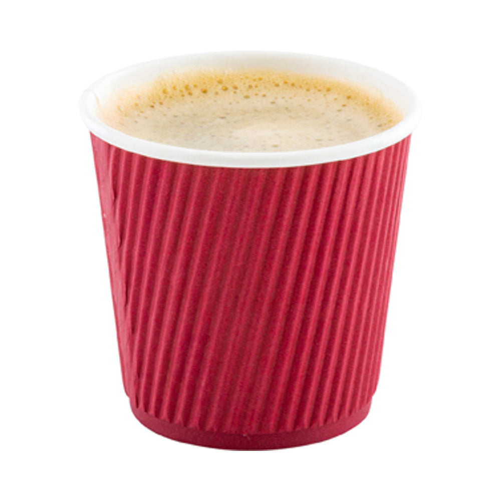 4 oz Crimson Paper Coffee Cups with Ripple Wall - 2.5