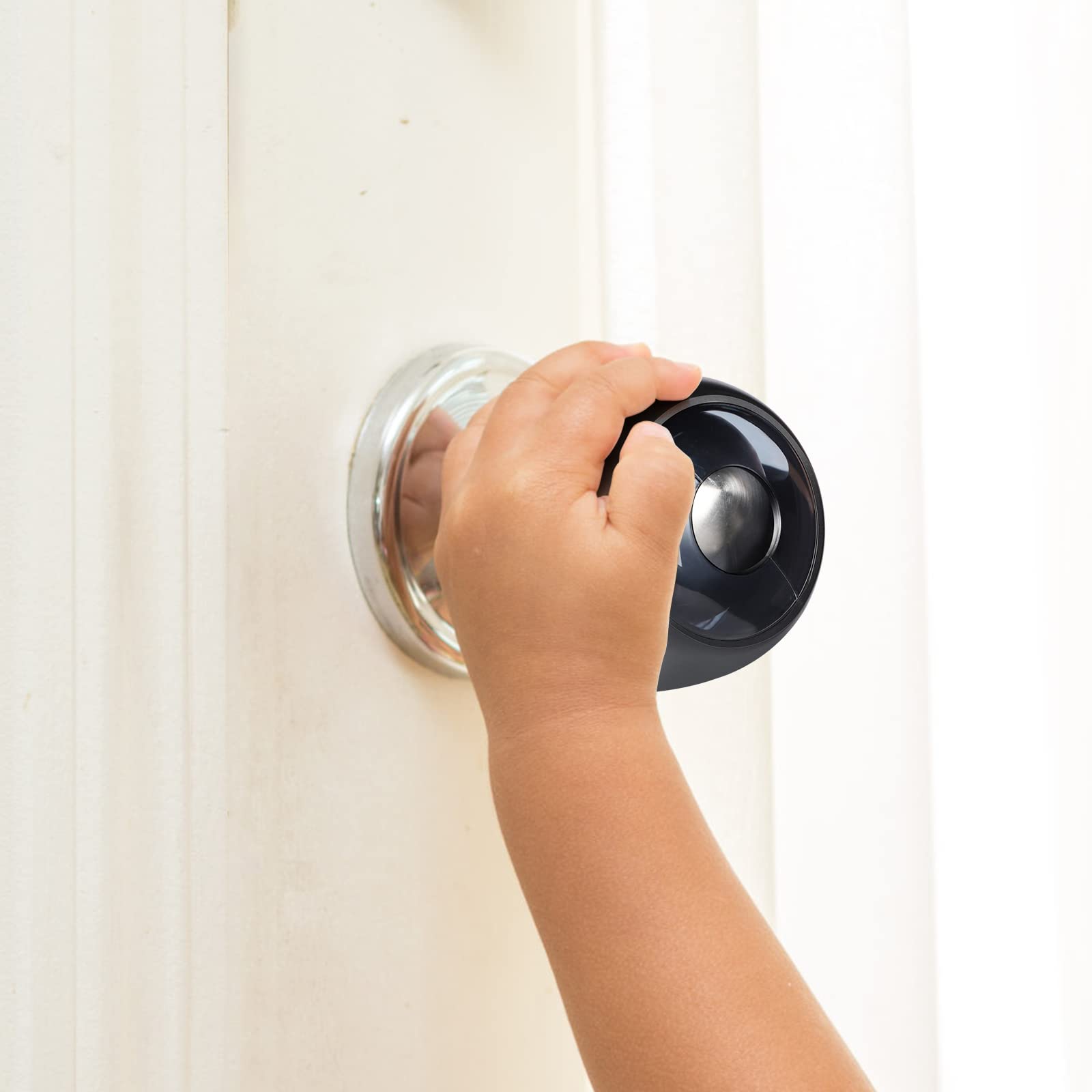Child Proof Door Knob Covers - 4 Pack Clear Black for Baby Safety at Home
