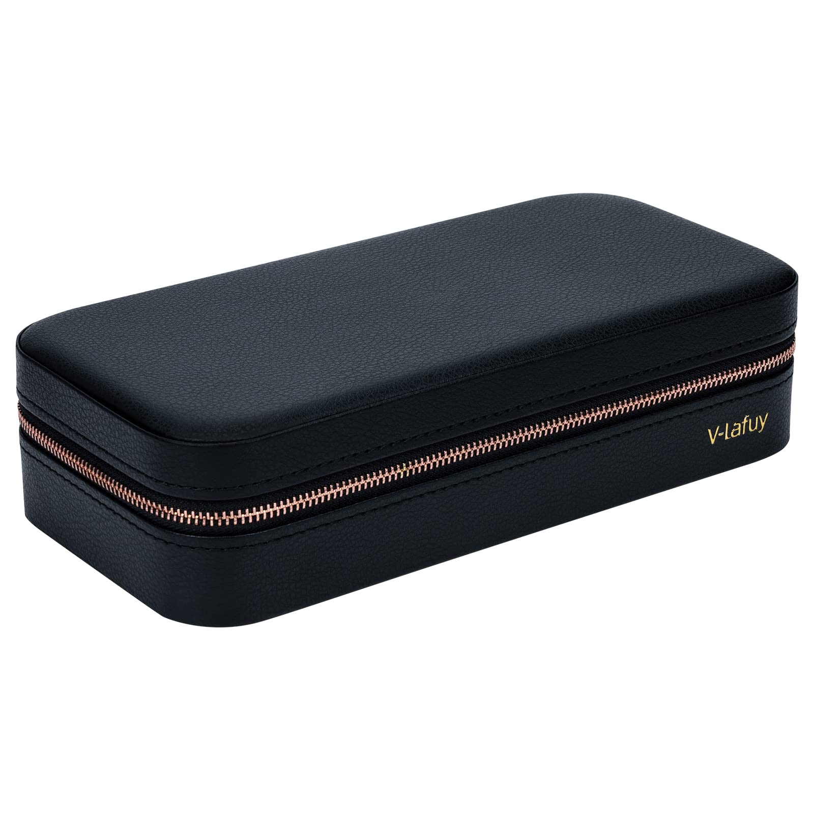 Portable Travel Jewelry Organizer Box for Women - Compact Jewelry Case for Rings, Earrings, Necklaces, Bracelets & Watches (Black) | Perfect for Vacation, Business Trips & Daily Storage