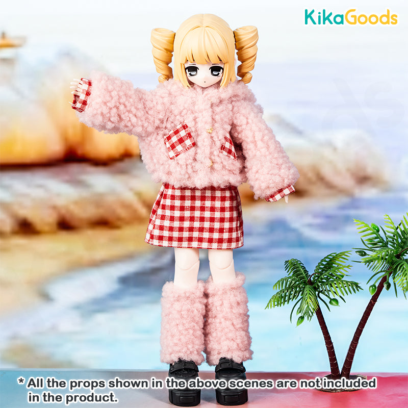 LuckyDoll Pink Plush 1/6 Scale BJD Doll Clothes Set - Soft Outfit for Ball Jointed Dolls - Perfect for Photography, Collecting & Display