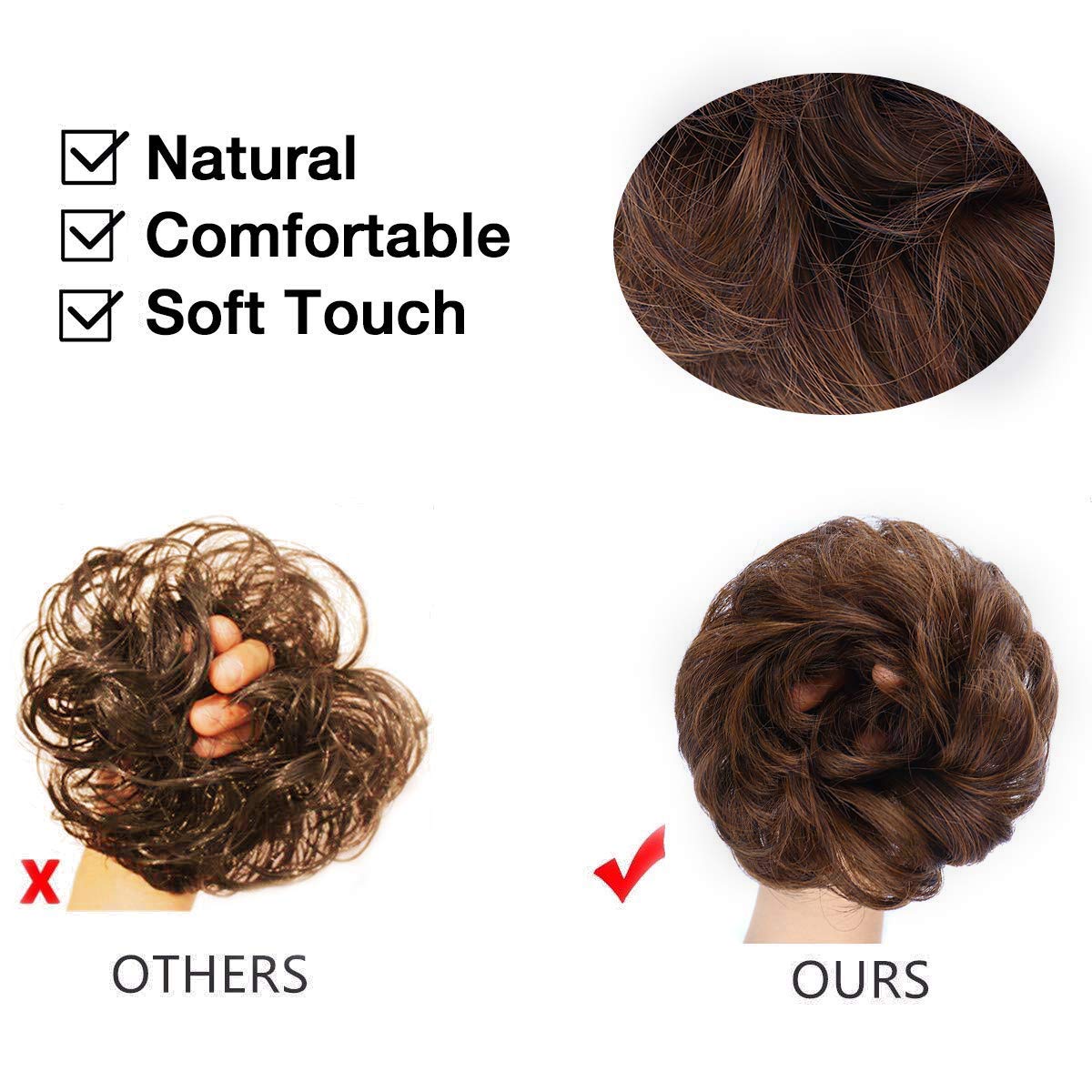 Curly Synthetic Messy Hair Bun Hair Scrunchies Extension - Perfect for Messy Bun Hairstyles, Ponytail Accessories & Everyday Hair Styling
