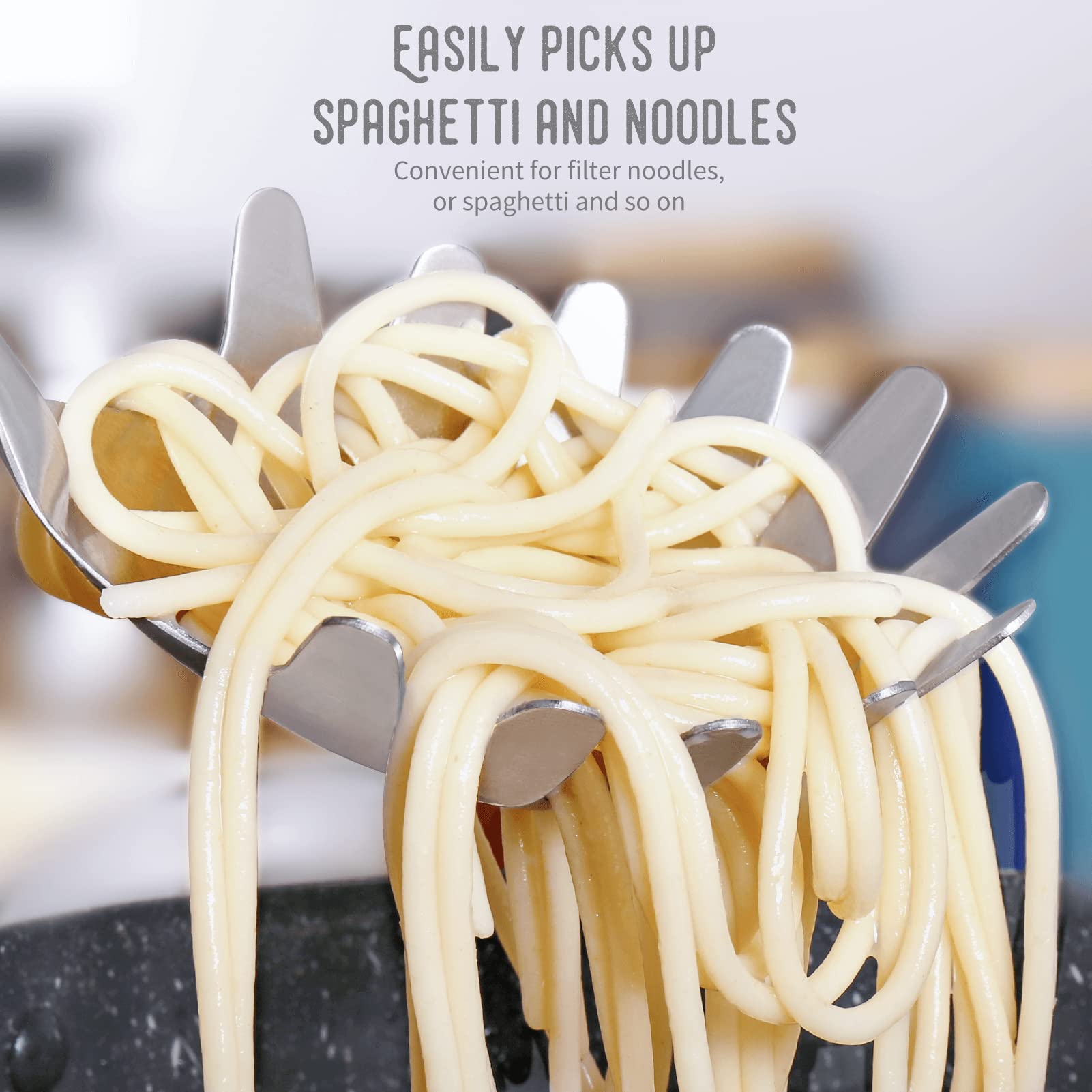 Premium Stainless Steel Egg Whisk & Spaghetti Server Set - Durable Kitchen Utensils for Baking & Cooking - Easy Clean Metal Kitchen Tools - Perfect for Pasta Making, Cake Mixing & Food Serving