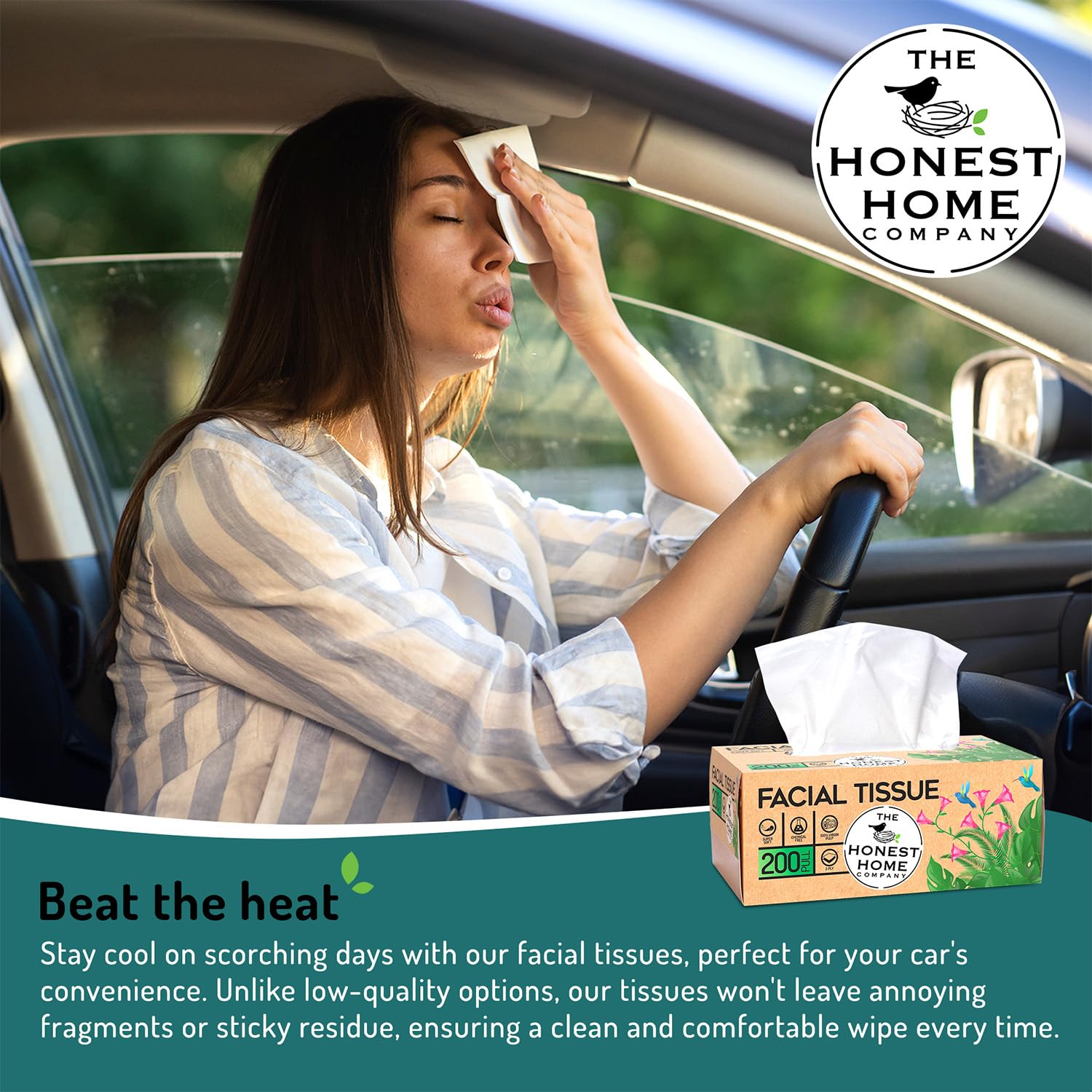 The Honest Home Company | Soft 2-Ply Facial Tissues Box - 200 Tissues per Box (Pack of 3) | Hard Box with Easy Pull Design | 600 Tissues Total | Perfect for Home, Office & Travel Use