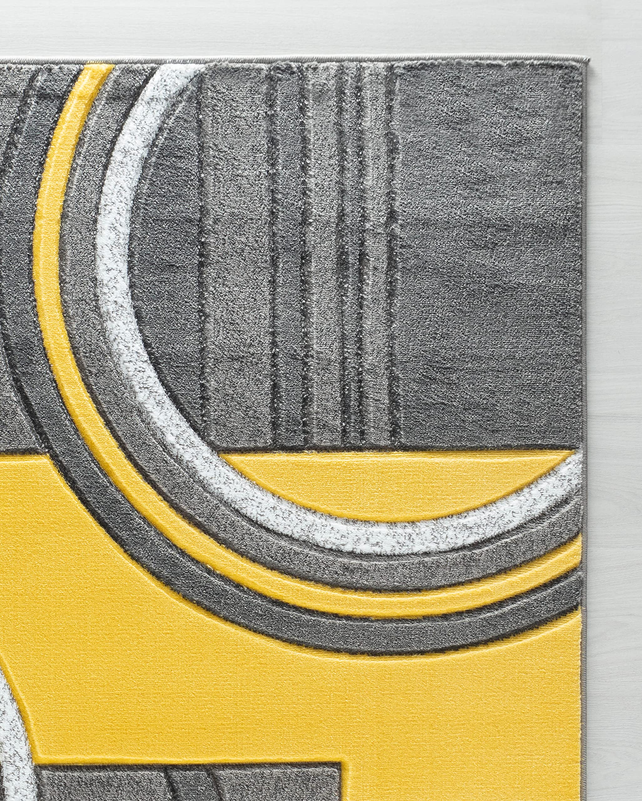 Premium Fluffy Hand Carved Modern Area Rug - Soft Contemporary Floor Carpet for Living Room, Dining Room & Bedroom - 4x6 Feet Yellow Indoor Decor - Perfect for Cozy Home, Apartment & Office Spaces