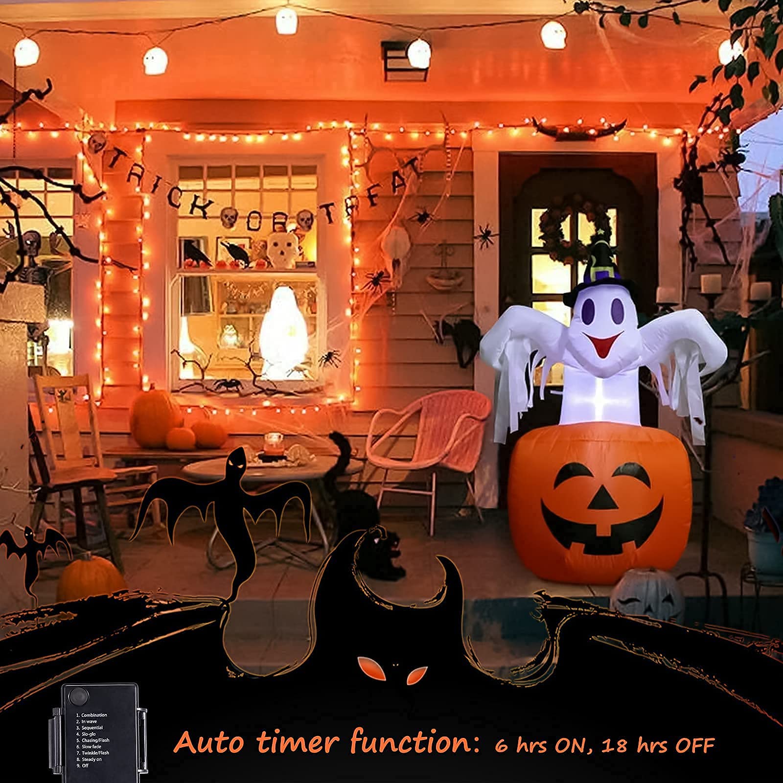 50 LED Halloween Orange String Lights Decorations - 2 Pack 17.8ft Battery Operated Mini Lights with 8 Modes, Waterproof for Indoor Outdoor Use - Perfect for Halloween Party, Christmas Tree, Patio, Holiday Decorations & Home Show Lighting