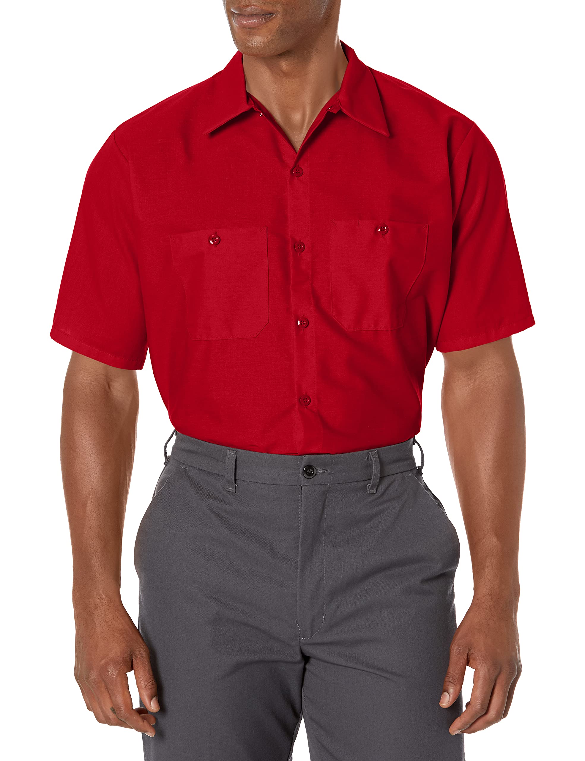 Red Kap Industrial Solid Work Shirts SP24 - 2 Pack (Red, Small) | Durable Cotton Workwear for Construction, Mechanics & Outdoor Labor | Perfect for Job Sites, Workshops & Heavy-Duty Tasks