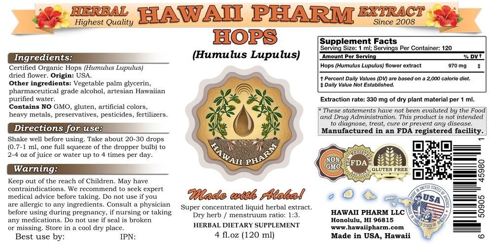 Organic Hops Liquid Extract (Humulus Lupulus) - 4x4 oz Herbal Tincture Supplement for Relaxation & Sleep Support - Perfect for Tea, Aromatherapy & Natural Remedies