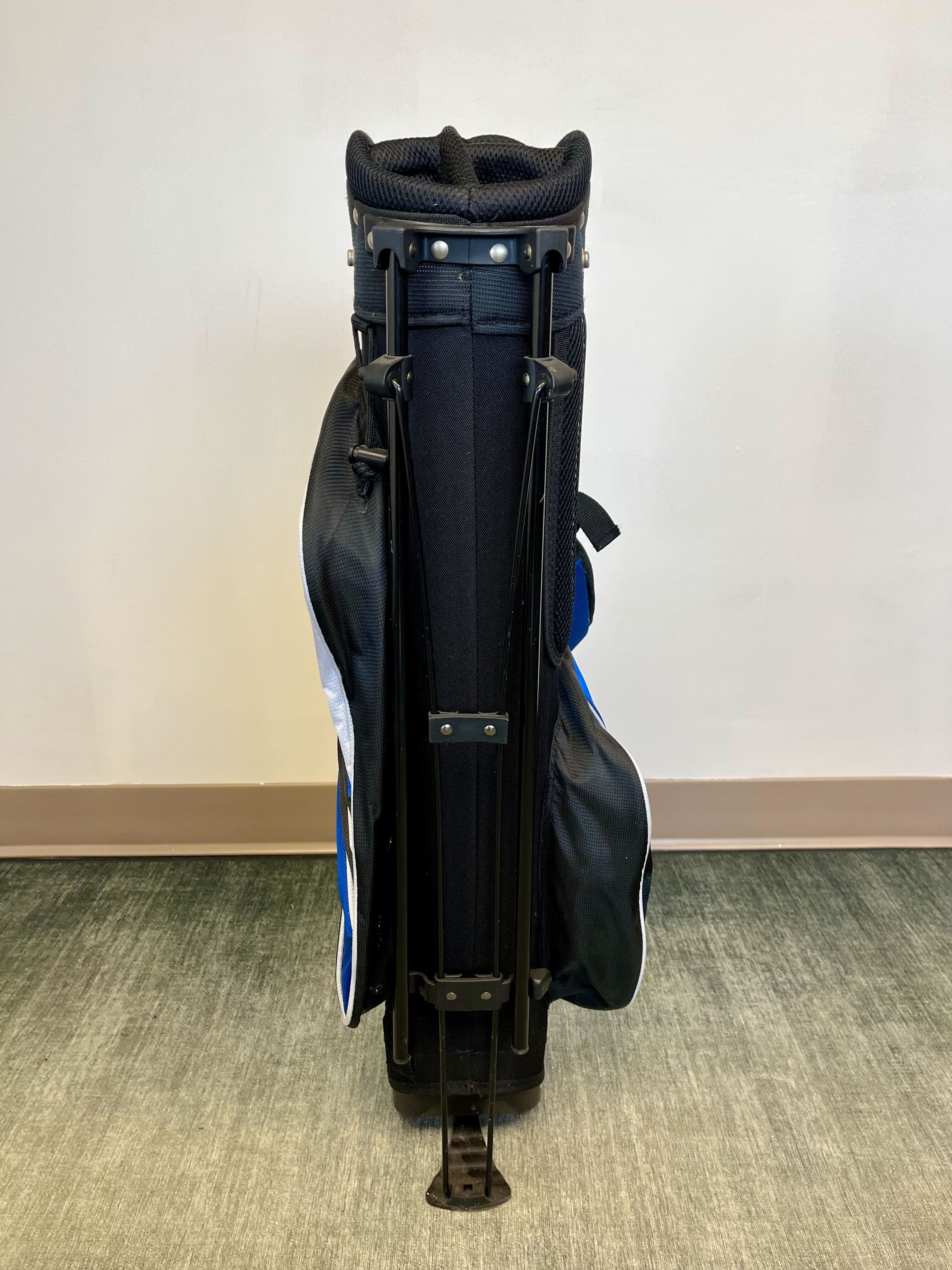 Maxfli Rev 3 Kids Stand Golf Bag - Lightweight Junior Golf Bag with 5 Dividers & 4 Pockets - Blue/Black/White - Perfect for Junior Golfers & Youth Golf Tournaments