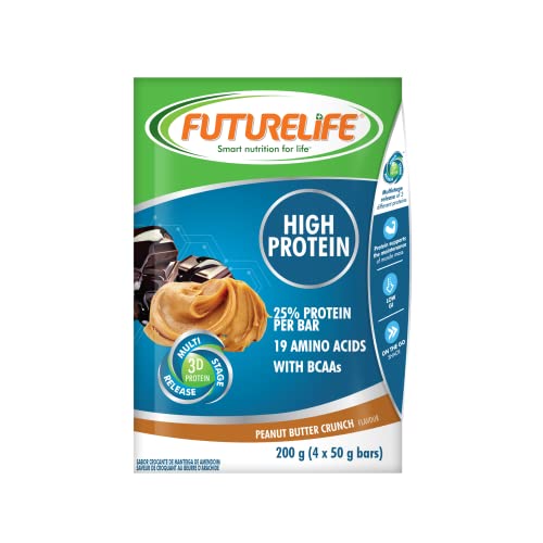 FUTURELIFE Smart Protein Bars - High Protein & Low Calorie Snack (Peanut Butter, 4 Bars) | 12.5g Protein, 19 Amino Acids, Slow Release Energy | Perfect for Gym, Hiking & On-the-Go Nutrition