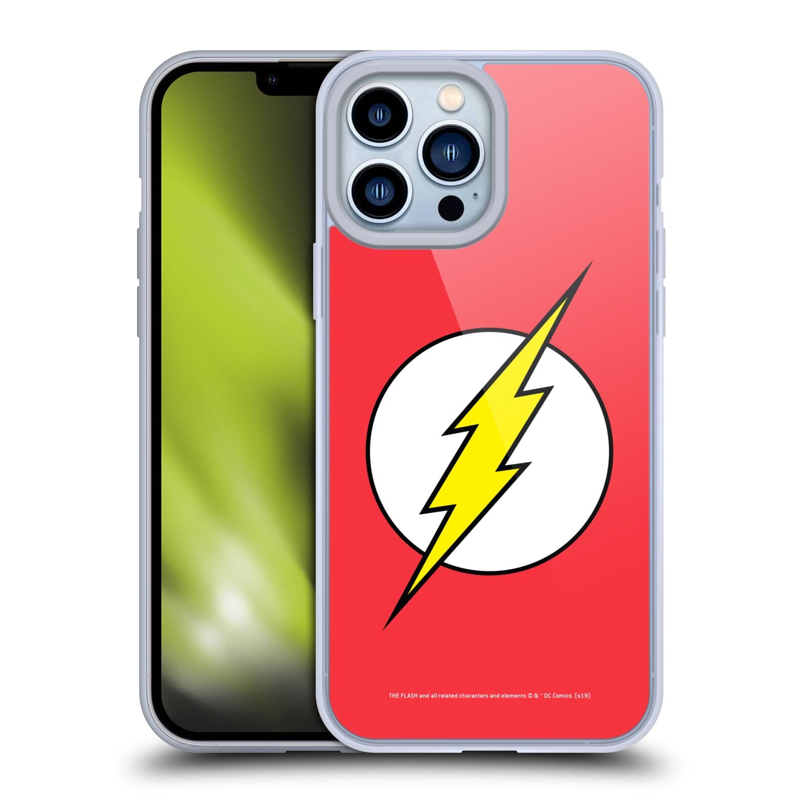 Official The Flash DC Comics Logo Soft Gel Case for Apple iPhone 13 Pro Max - Durable Protection with Superhero Style | Perfect for Fans, Everyday Use & Gift Giving