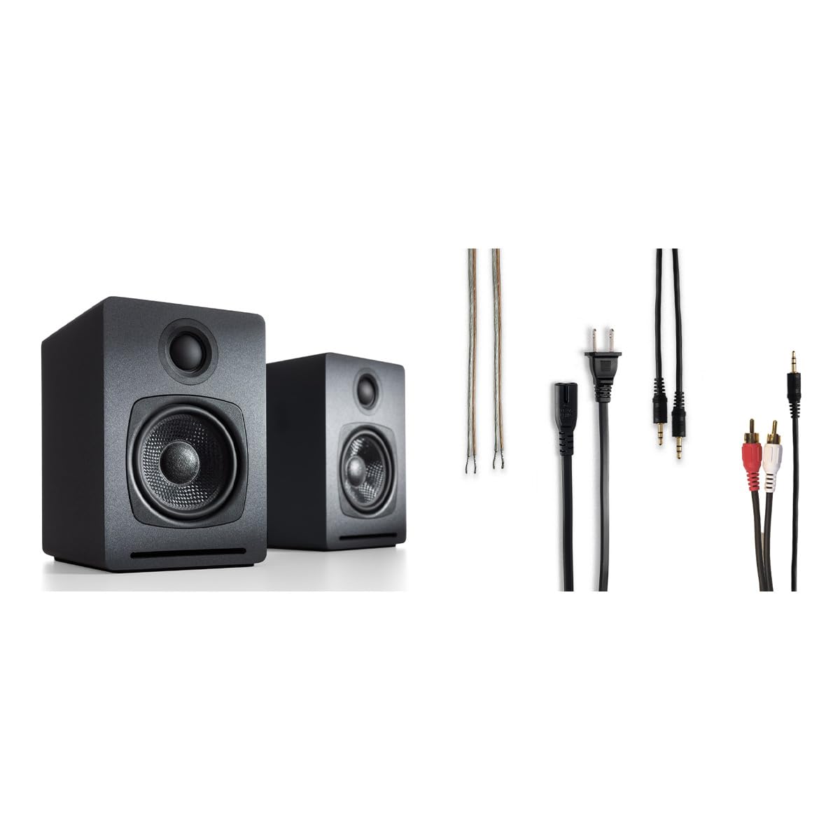 Audioengine A1 Bluetooth Computer Speakers - Wireless Desktop & Laptop PC Speakers with Subwoofer Output, Hi-Fi Sound for Music, Gaming & Home Theater (Pair, Grey) | Perfect for Office, Studio & Entertainment Setup