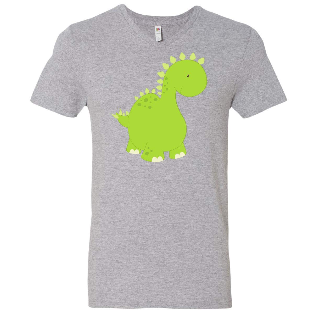 Inktastic Cute Dinosaur Graphic Tee - Baby Dino & Stegosaurus Print V-Neck T-Shirt for Men | Casual Wear, Gifts for Dinosaur Lovers, Everyday Outfit