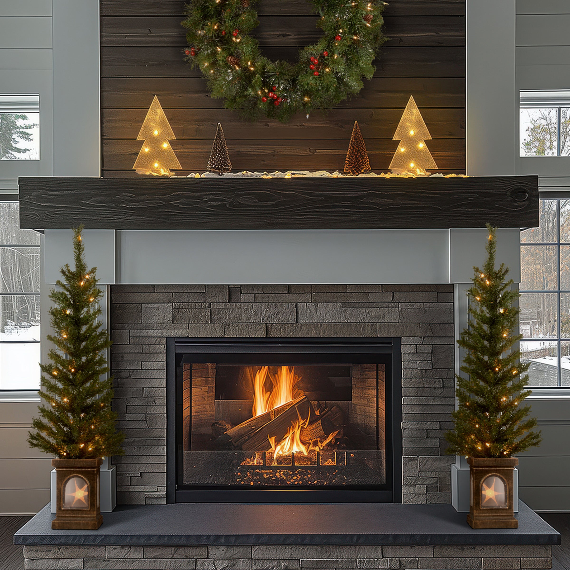 4 ft Pre-Lit Leigh Valley Artificial Christmas Tree with Clear Lights - Perfect for Home, Office, and Holiday Decorations