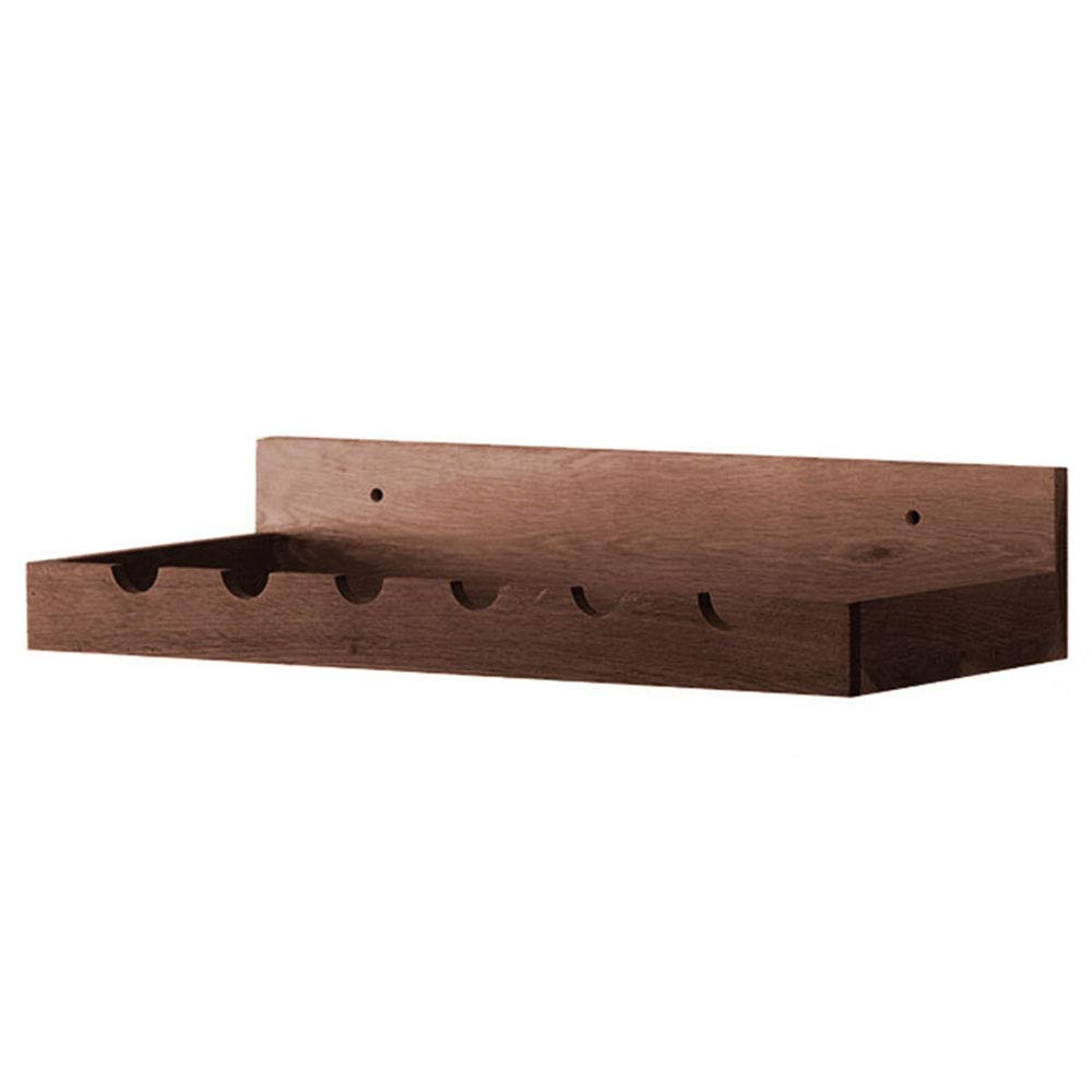 Wall-Mounted 6 Bottle Wine Rack with Goblet Holder - Solid Wood Wine Storage for Red, White & Champagne - Rustic Home Bar Decor for Kitchen, Dining Room & Wine Cellar Organization