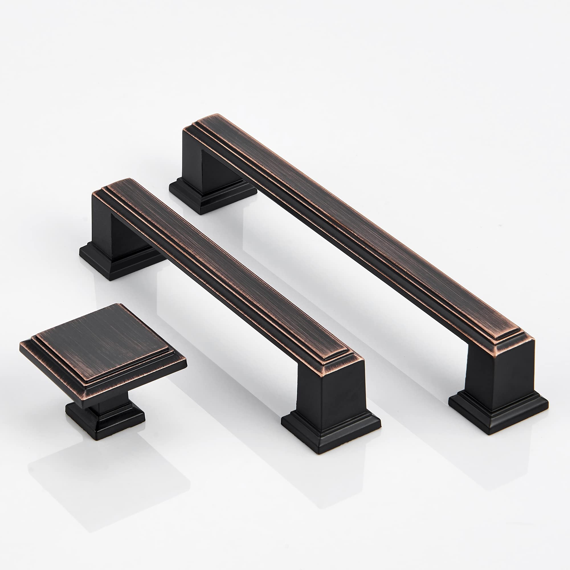 Oil Rubbed Bronze Cabinet Handles - 10 Pack (3-3/4 Inch) | Decorative Drawer Pulls for Kitchen Cabinets, Bathroom Vanity, Dresser & Cupboard Doors | Durable Hardware for Home Renovation & Furniture Upgrade