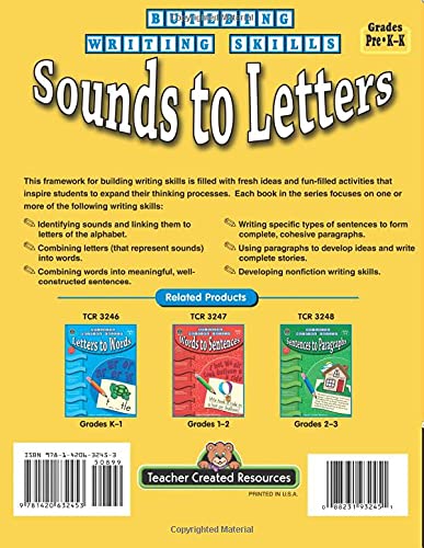 Building Writing Skills: Sounds to Letters - Phonics Learning Book for Kids | Improve Reading & Writing at Home or Classroom